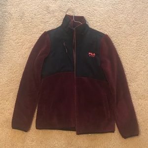 Red/Maroon Fila Sport Fuzzy Jacket/ Sweatshirt
